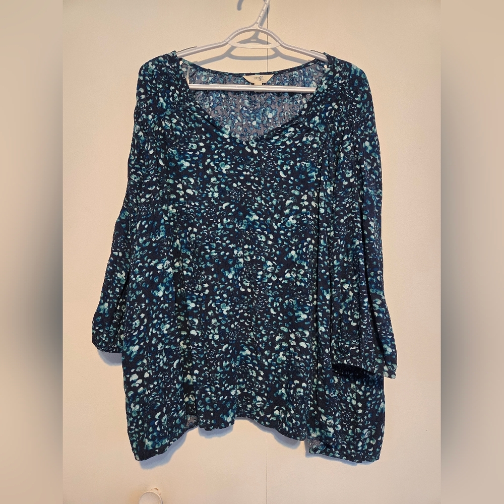 Terra & Sky Blue Patterned Top‎